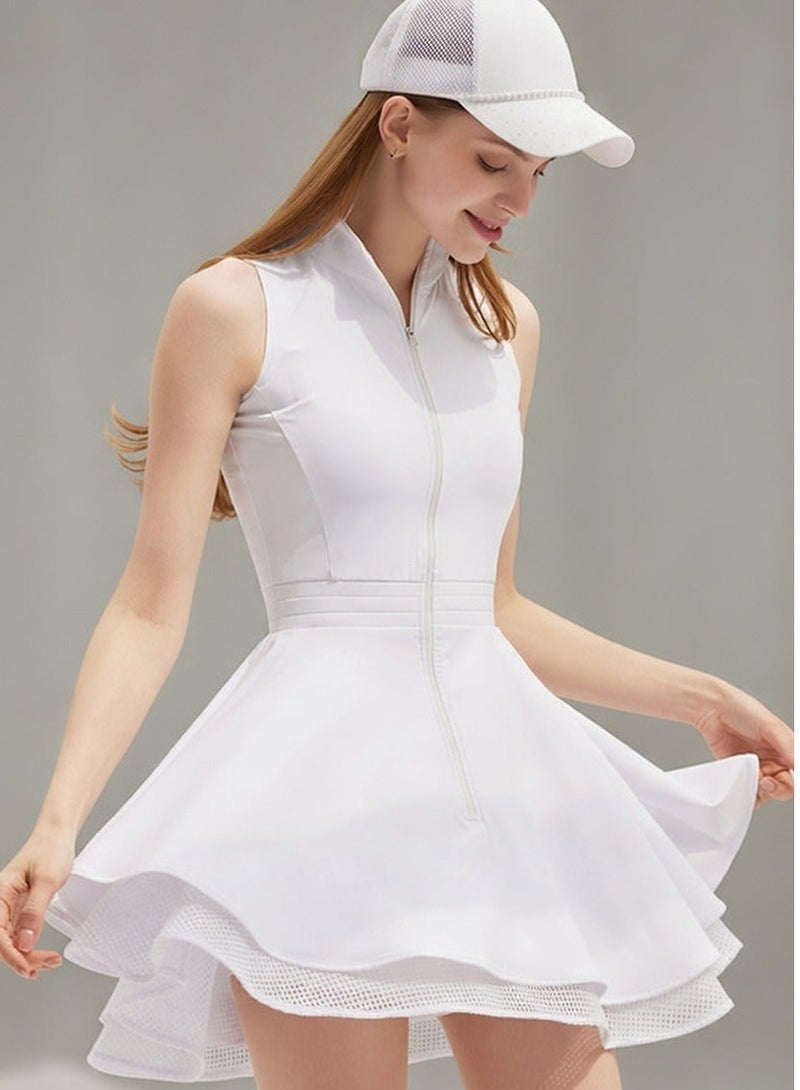 SVL Padel & Tennis Dress with Built-in Shorts - White - SVL - Image 1